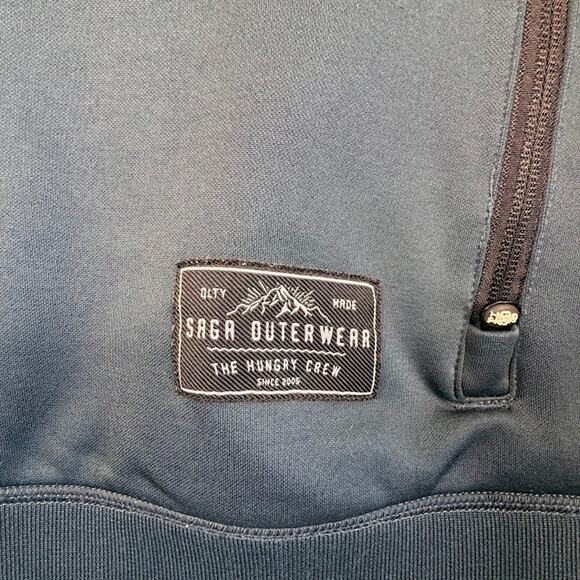 Saga Outerwear Snowboard Hoodie Mens L Teal Pullover Ski Snow Kangaroo Pocket - Picture 2 of 9